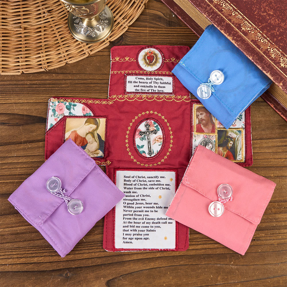 Christianartworkshop 4-farbig bestickter Stofftaschenschrein mit silbernem Kreuz (im Lieferumfang enthalten) - image 1