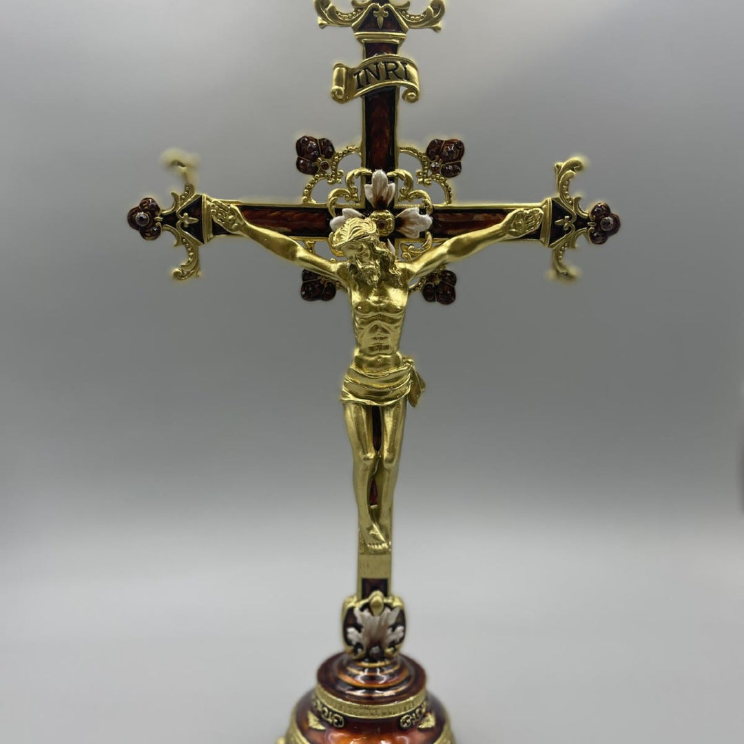 Christianartworkshop Kruzifix-Tischdeko mit INRI-Inschrift und kunstvoller Handwerkskunst - Golden - image 0