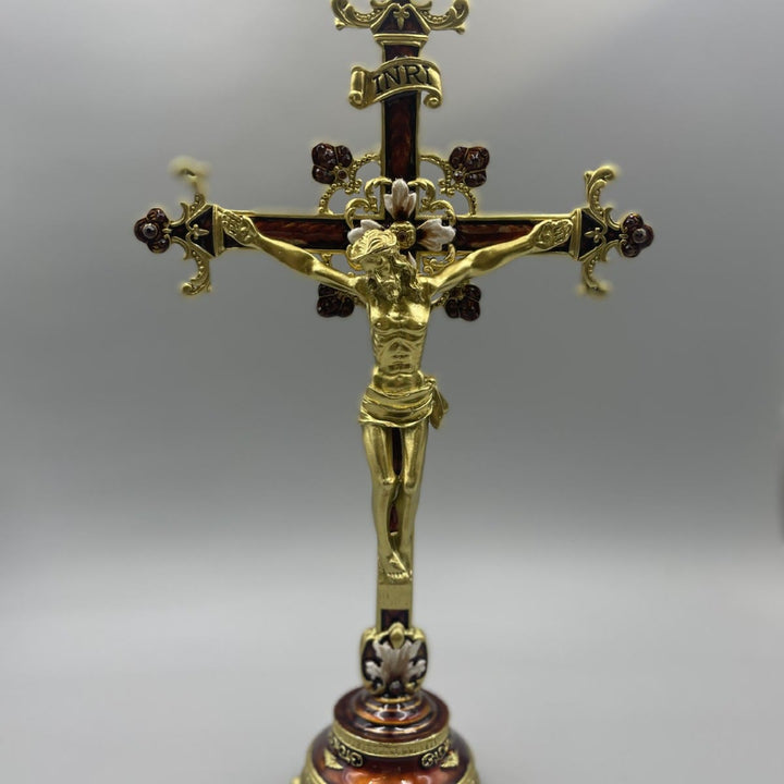 Christianartworkshop Kruzifix-Tischdeko mit INRI-Inschrift und kunstvoller Handwerkskunst - Golden - image 0