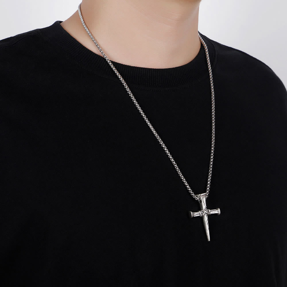 Christianartworkshop Künstlerische Halskette mit Kreuz in Nagelform zum Ausdruck des Glaubens - image 1