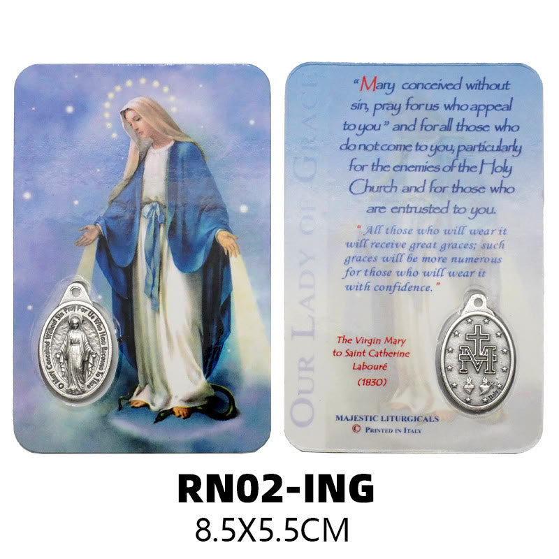 Christianartworkshop Premium Cardstock doppelseitige Heiligenkarten mit Kruzifix und Medaille - image 1