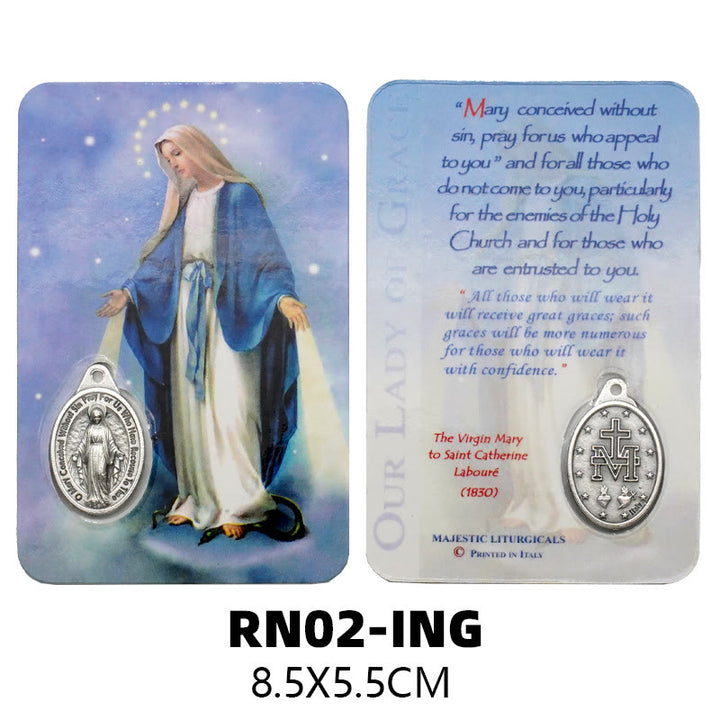 Christianartworkshop Premium Cardstock doppelseitige Heiligenkarten mit Kruzifix und Medaille - image 1