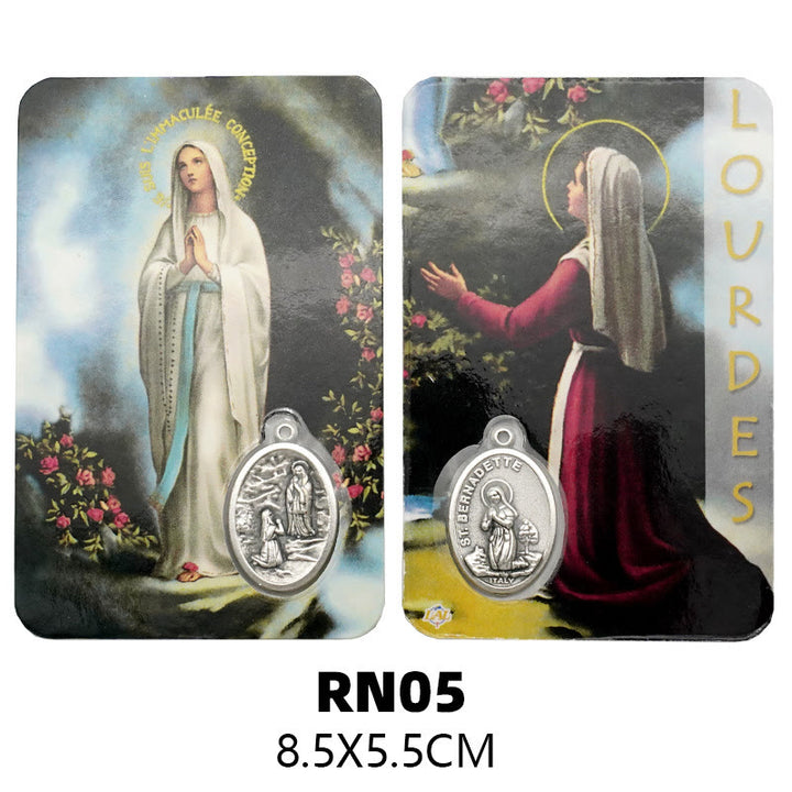 Christianartworkshop Premium Cardstock doppelseitige Heiligenkarten mit Kruzifix und Medaille - D - image 4