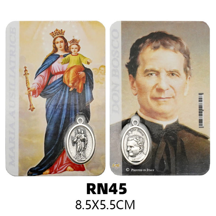 Christianartworkshop Premium Cardstock doppelseitige Heiligenkarten mit Kruzifix und Medaille - E - image 5