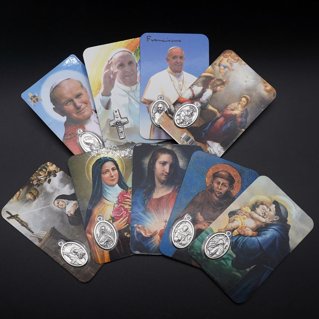 Christianartworkshop Premium Cardstock doppelseitige Heiligenkarten mit Kruzifix und Medaille - A - image 0