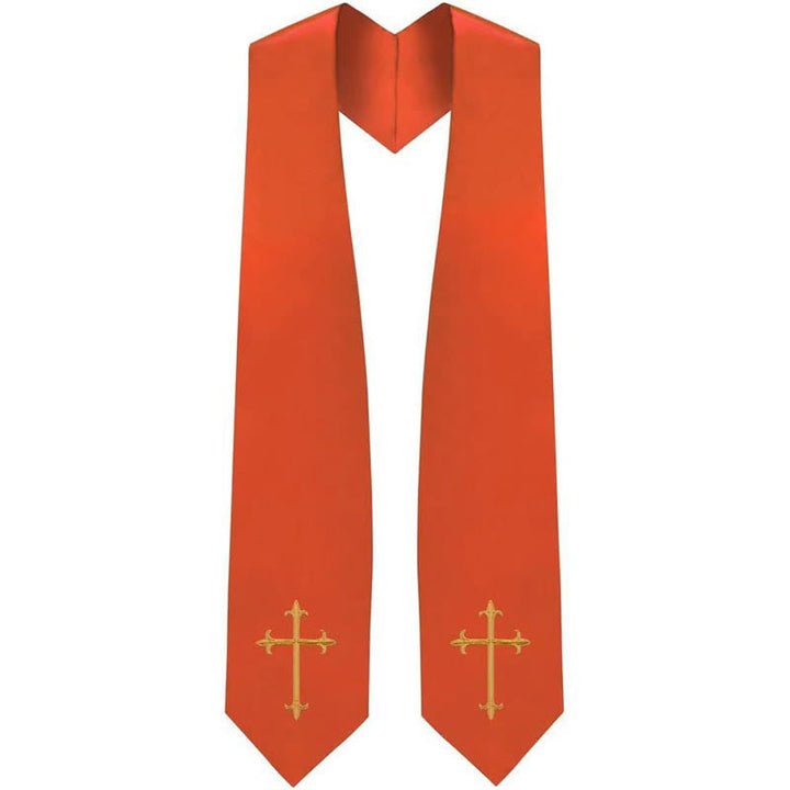 Klassische, mehrfarbige Priesterstola von Christianartworkshop mit Darstellung eines heiligen Kreuzes für den Gottesdienst - Orange - Standard Liturgisch (270 cm Gesamtlänge) - image 5