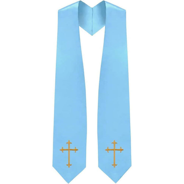Klassische, mehrfarbige Priesterstola von Christianartworkshop mit Darstellung eines heiligen Kreuzes für den Gottesdienst - Himmelblau - Standard Liturgisch (270 cm Gesamtlänge) - image 8