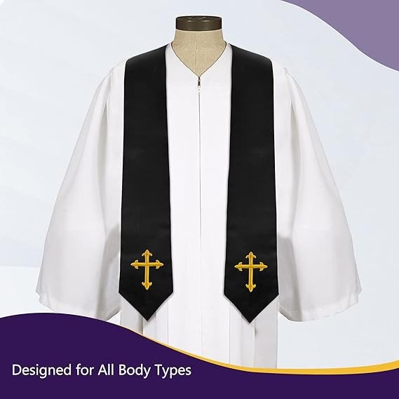 Klassische, mehrfarbige Priesterstola von Christianartworkshop mit Darstellung eines heiligen Kreuzes für den Gottesdienst - image 1