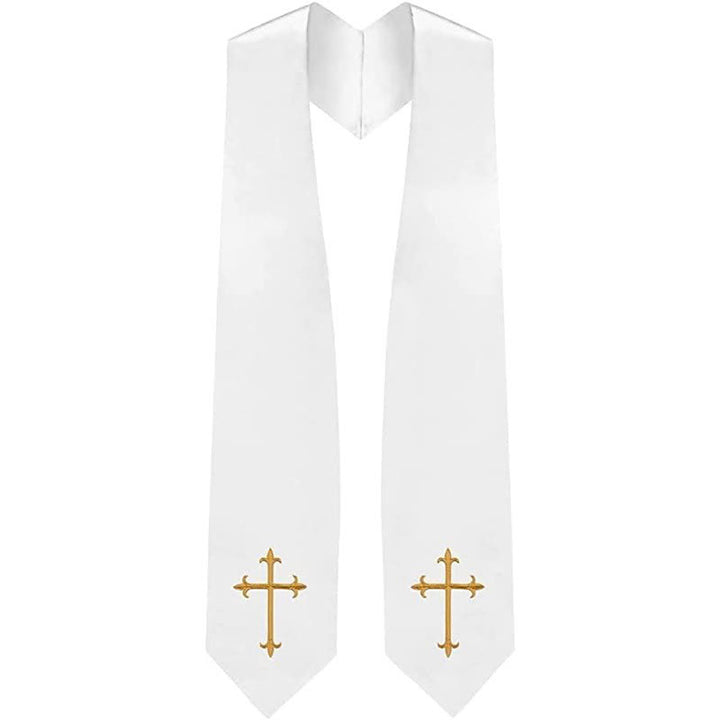 Klassische, mehrfarbige Priesterstola von Christianartworkshop mit Darstellung eines heiligen Kreuzes für den Gottesdienst - Weiß - Standard Liturgisch (270 cm Gesamtlänge) - image 3