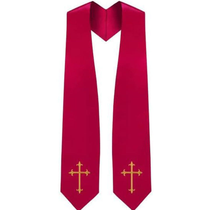 Klassische, mehrfarbige Priesterstola von Christianartworkshop mit Darstellung eines heiligen Kreuzes für den Gottesdienst - Rot - Standard Liturgisch (270 cm Gesamtlänge) - image 4