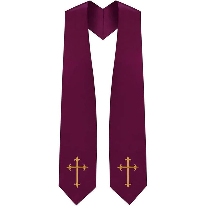 Klassische, mehrfarbige Priesterstola von Christianartworkshop mit Darstellung eines heiligen Kreuzes für den Gottesdienst - Wein - Standard Liturgisch (270 cm Gesamtlänge) - image 6
