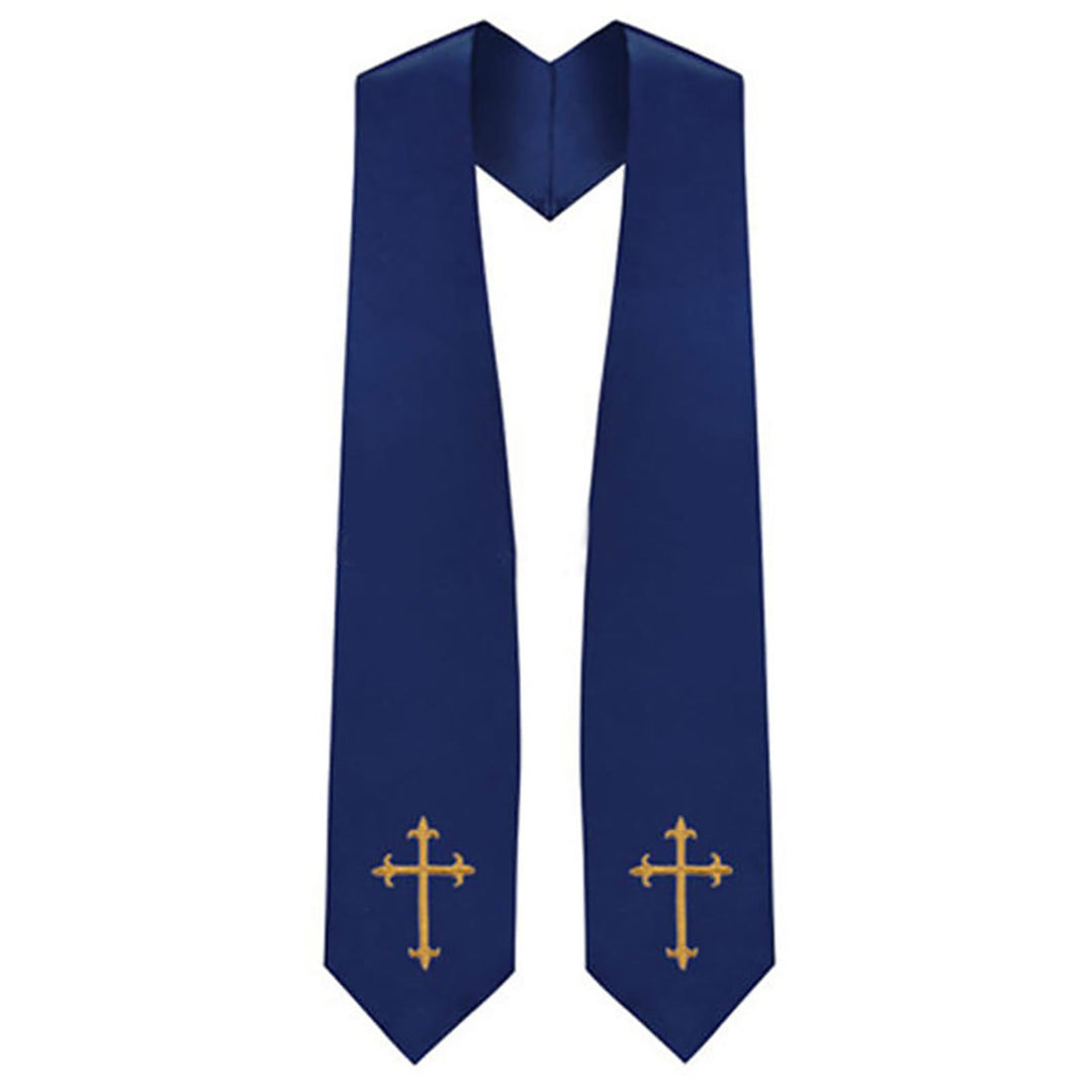 Klassische, mehrfarbige Priesterstola von Christianartworkshop mit Darstellung eines heiligen Kreuzes für den Gottesdienst - Marineblau - Standard Liturgisch (270 cm Gesamtlänge) - image 10