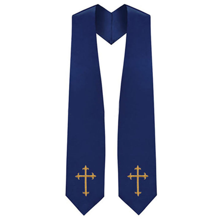 Klassische, mehrfarbige Priesterstola von Christianartworkshop mit Darstellung eines heiligen Kreuzes für den Gottesdienst - Marineblau - Standard Liturgisch (270 cm Gesamtlänge) - image 10