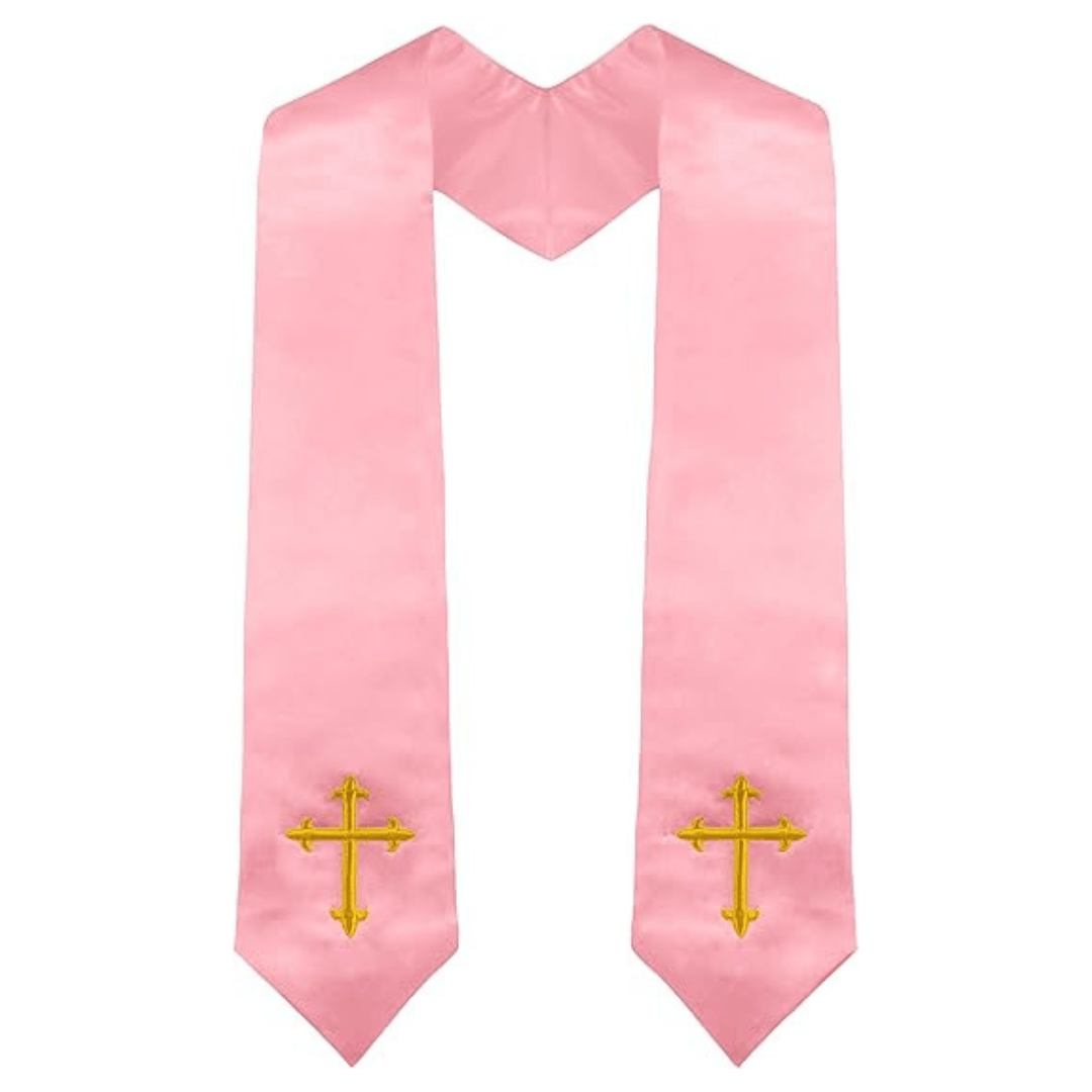 Christianartworkshop Klassische mehrfarbige Stola für Geistliche mit Heiligenkreuz-Details für den Gottesdienst - Rosa - image 11