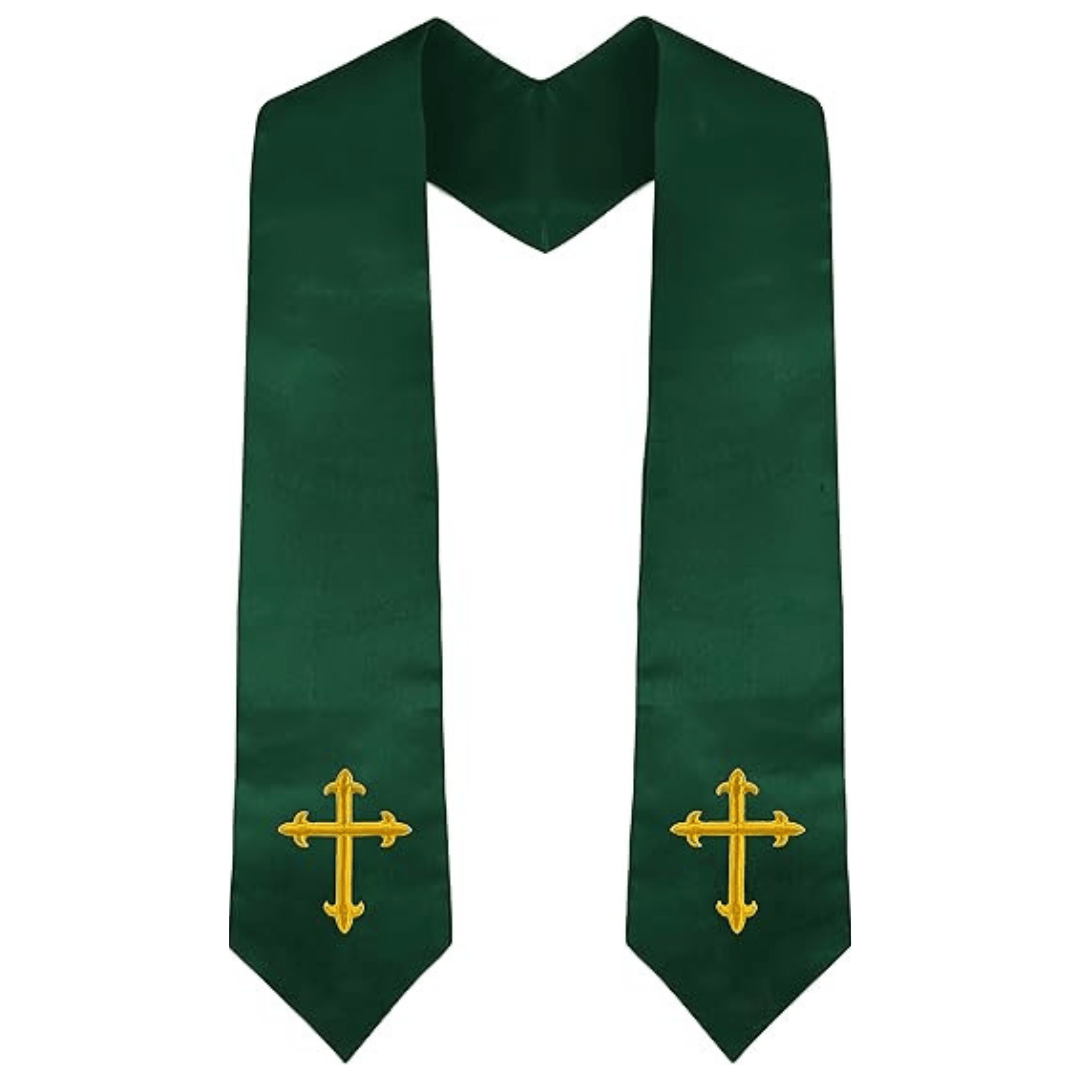 Klassische, mehrfarbige Priesterstola von Christianartworkshop mit Darstellung eines heiligen Kreuzes für den Gottesdienst - Grün - Standard Liturgisch (270 cm Gesamtlänge) - image 12