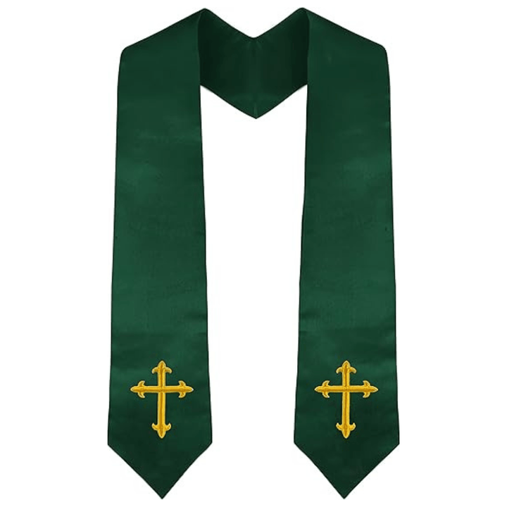 Klassische, mehrfarbige Priesterstola von Christianartworkshop mit Darstellung eines heiligen Kreuzes für den Gottesdienst - Grün - Standard Liturgisch (270 cm Gesamtlänge) - image 12