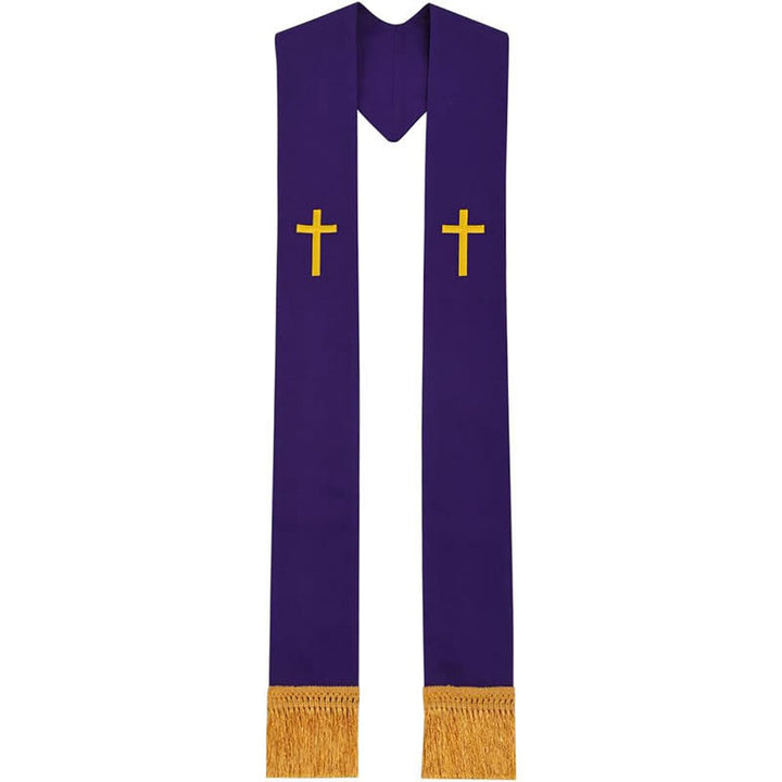 Christianartworkshop Traditionelle mehrfarbige Stola für Geistliche mit V-Ausschnitt und geradem Hals - Lila (V-Ausschnitt) - image 17