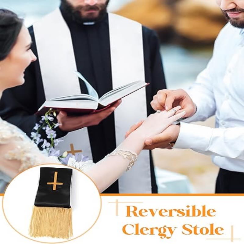 Christianartworkshop Traditionelle mehrfarbige Stola für Geistliche mit V-Ausschnitt und geradem Hals - image 1
