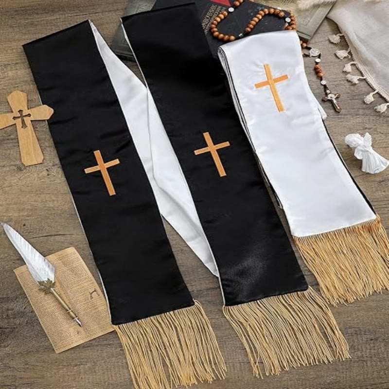 Christianartworkshop Traditionelle mehrfarbige Stola für Geistliche mit V-Ausschnitt und geradem Hals - image 2