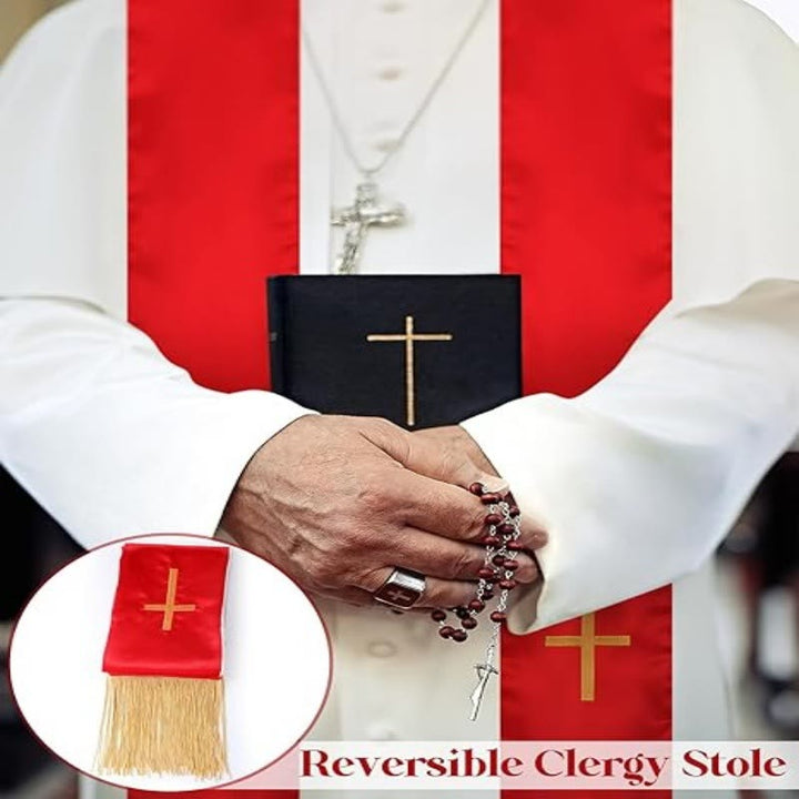 Christianartworkshop Traditionelle mehrfarbige Stola für Geistliche mit V-Ausschnitt und geradem Hals - image 7