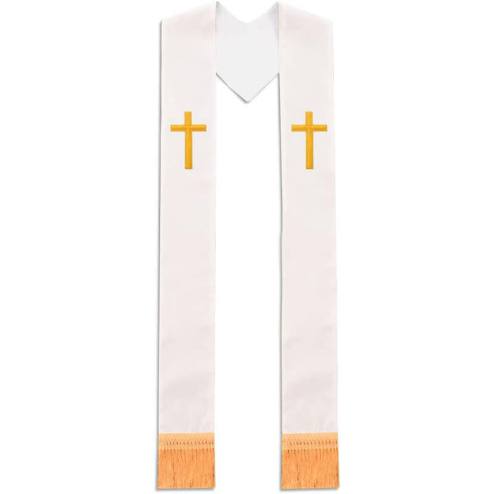 Traditionelle, mehrfarbige Geistlichenstola von Christianartworkshop mit V-Ausschnitt und geradem Halsausschnitt - Weiß (V-Ausschnitt) - Standard Liturgisch (270 cm Gesamtlänge) - image 13