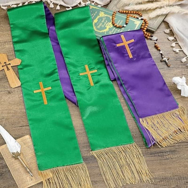 Christianartworkshop Traditionelle mehrfarbige Stola für Geistliche mit V-Ausschnitt und geradem Hals - image 5