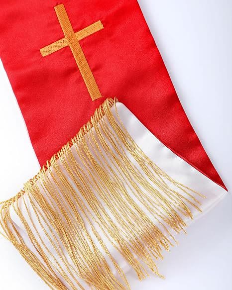 Traditionelle, mehrfarbige Geistlichenstola von Christianartworkshop mit V-Ausschnitt und geradem Halsausschnitt - image 11