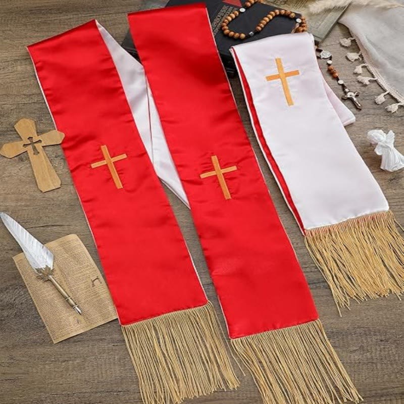 Christianartworkshop Traditionelle mehrfarbige Stola für Geistliche mit V-Ausschnitt und geradem Hals - image 8