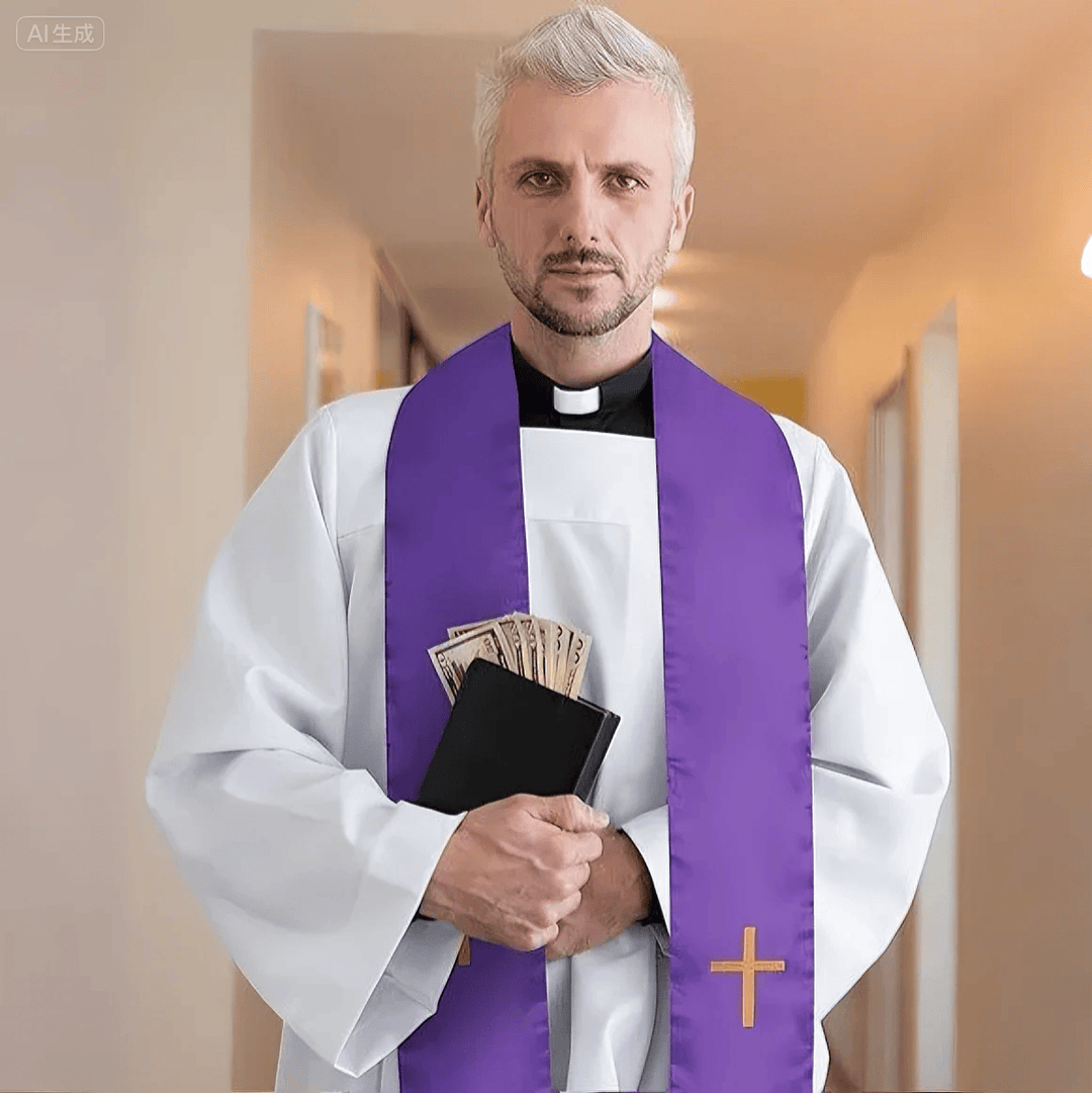 Christianartworkshop Traditionelle mehrfarbige Stola für Geistliche mit V-Ausschnitt und geradem Hals - image 4