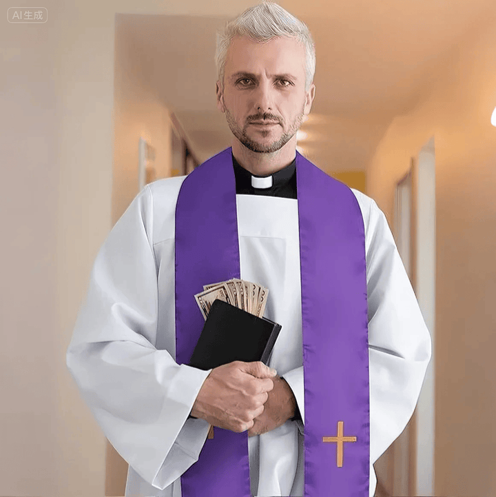 Christianartworkshop Traditionelle mehrfarbige Stola für Geistliche mit V-Ausschnitt und geradem Hals - image 4
