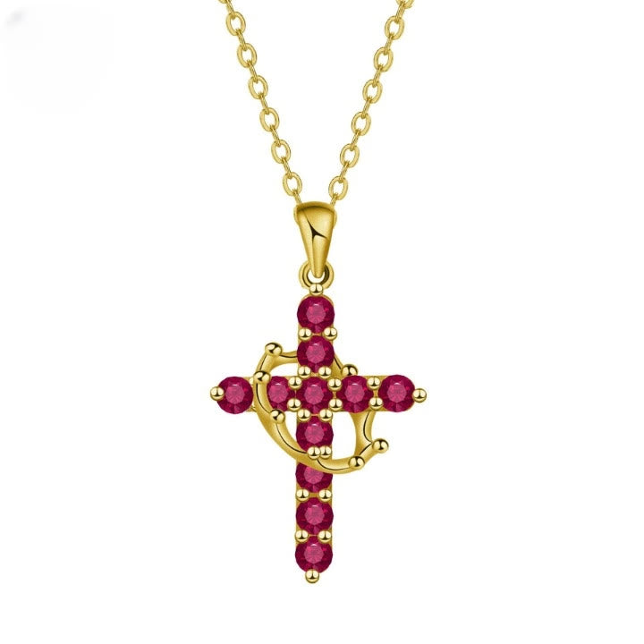 Christianartworkshop Glaube – Symbol-Kreuz-Halskette mit monatlichen Geburtsstein-Akzenten - April - image 6