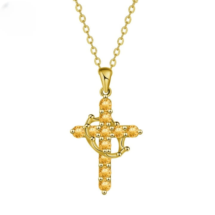 Christianartworkshop Glaube – Symbol-Kreuz-Halskette mit monatlichen Geburtsstein-Akzenten - Marsch - image 5