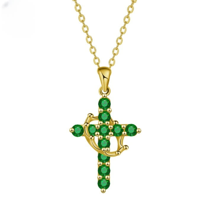 Christianartworkshop Glaube – Symbol-Kreuz-Halskette mit monatlichen Geburtsstein-Akzenten - Mai - image 7