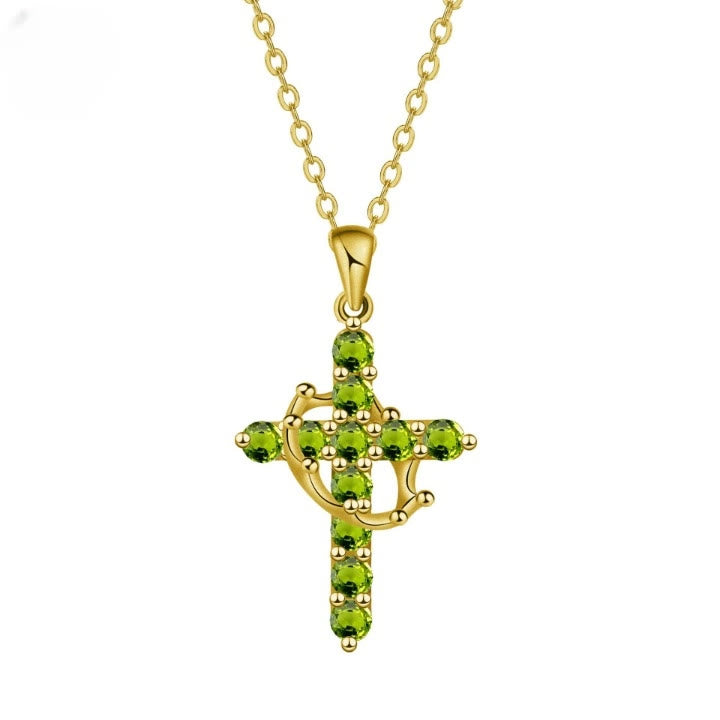 Christianartworkshop Glaube – Symbol-Kreuz-Halskette mit monatlichen Geburtsstein-Akzenten - August - image 10