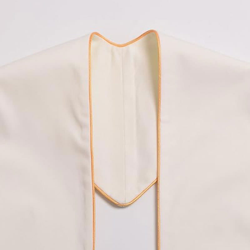 Zeremonielle weiße Priesterstola von Christianartworkshop mit farbigen Kreuzen und goldenen Fransen - image 3
