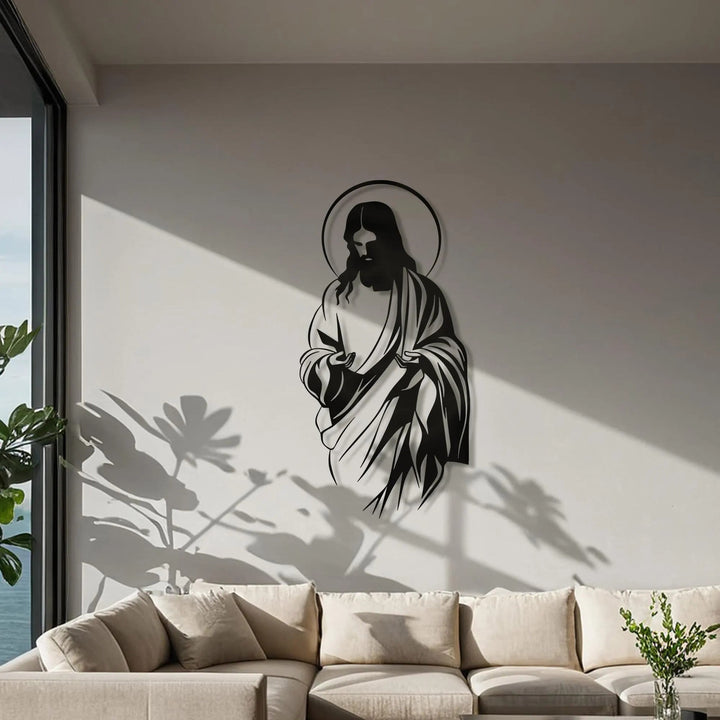 Christianartworkshop Jesus mit Heiligenschein-Silhouette, Metall-Wanddekoration für gläubiges Zuhause - image 3