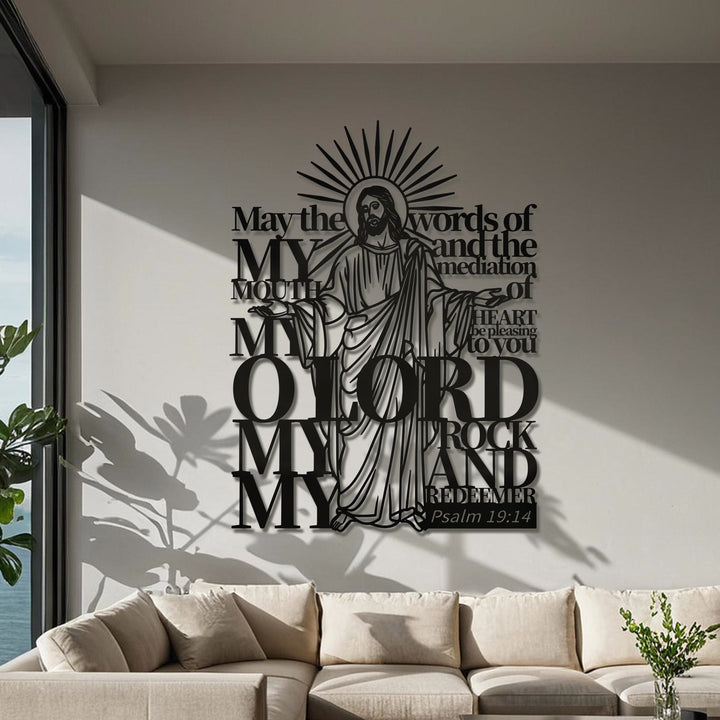 Christianartworkshop Psalm 19:14 Jesusfigur aus Metall als Wanddekoration für religiöses Zuhause - image 3