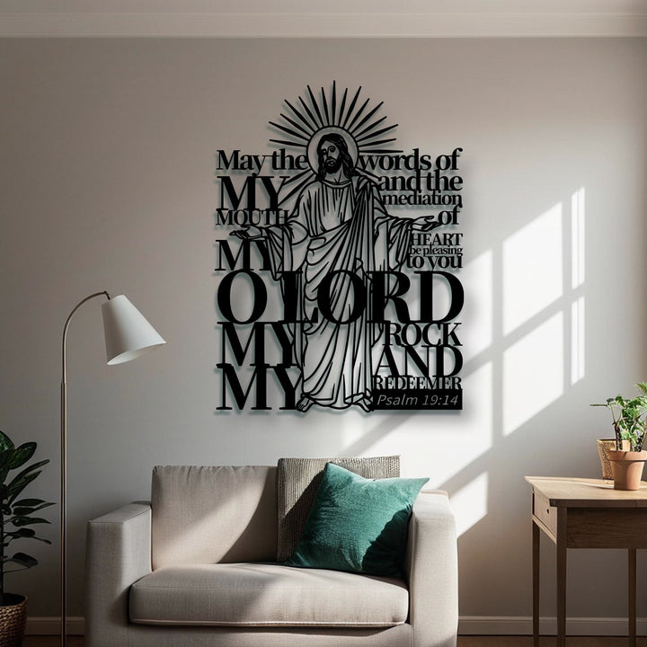 Christianartworkshop Psalm 19:14 Jesusfigur aus Metall als Wanddekoration für religiöses Zuhause - image 4