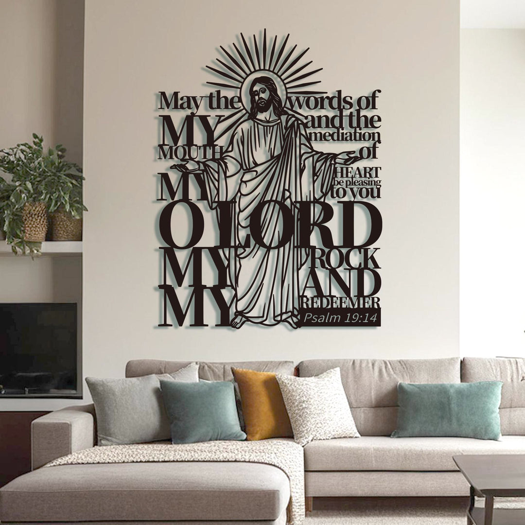 Christianartworkshop Psalm 19:14 Jesusfigur aus Metall als Wanddekoration für religiöses Zuhause - image 2