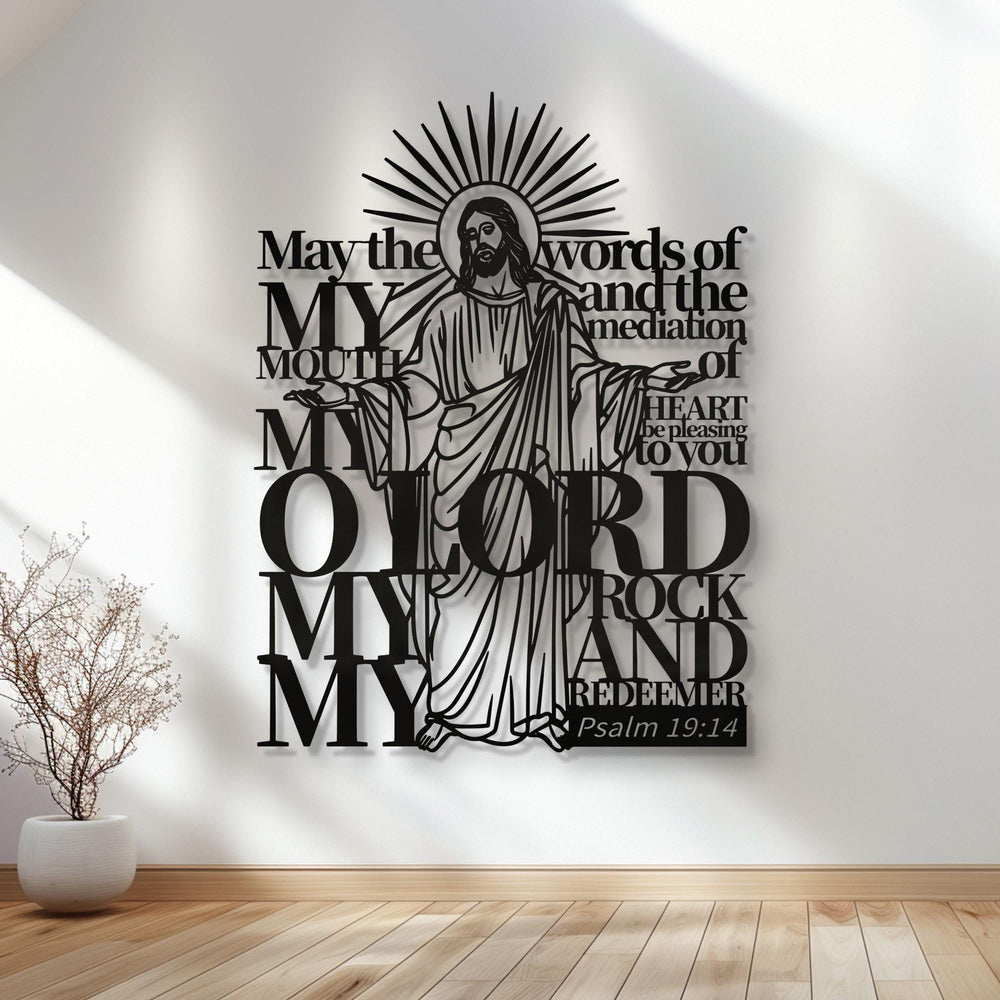 Christianartworkshop Wanddekoration aus Metall, Psalm 19:14, Jesus-Figur, für religiöses Zuhause - image 1