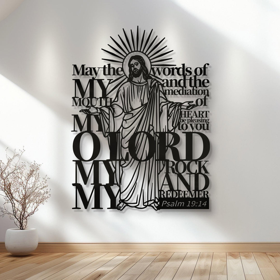 Christianartworkshop Wanddekoration aus Metall, Psalm 19:14, Jesus-Figur, für religiöses Zuhause - image 1