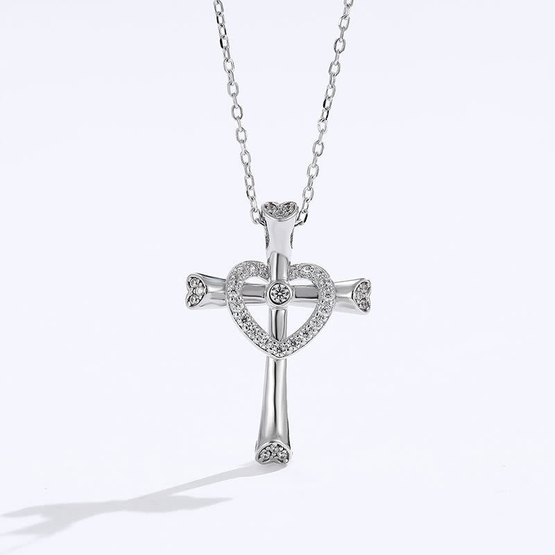 Christianartworkshop Halskette mit Kreuz und Herz aus 925er Silber mit Zirkonia: Glaube trifft Liebe in Glanz - 925er Sterlingsilber - image 0