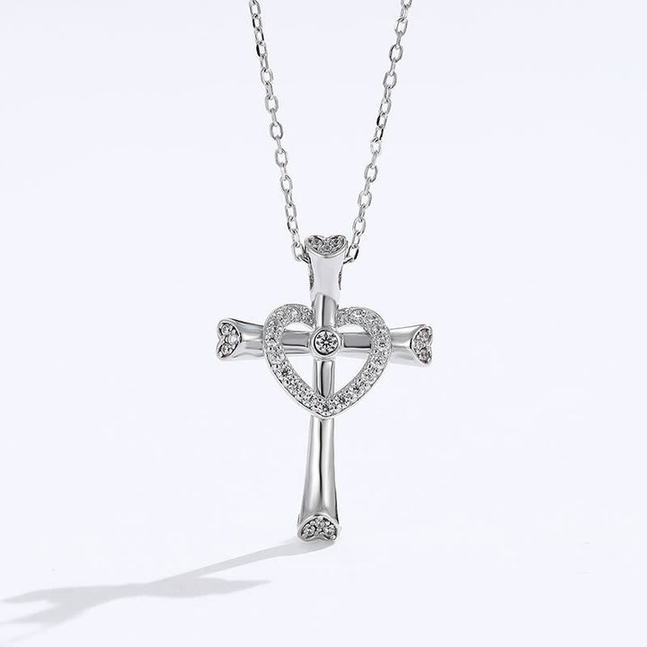 Christianartworkshop Halskette mit Kreuz und Herz aus 925er Silber mit Zirkonia: Glaube trifft Liebe in Glanz - 925er Sterlingsilber - image 0