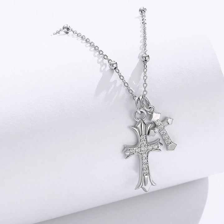 Christianartworkshop Halskette mit Doppelkreuz aus 925er Silber: Glaube – inspiriertes Funkeln - image 3