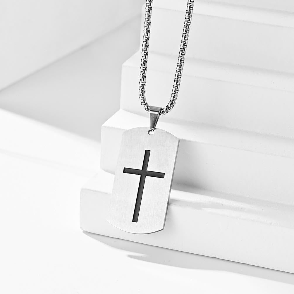 Christianartworkshop Edelstahlkreuz & Joshua 1:9 Doppelseitige Halskette für Mut - image 6