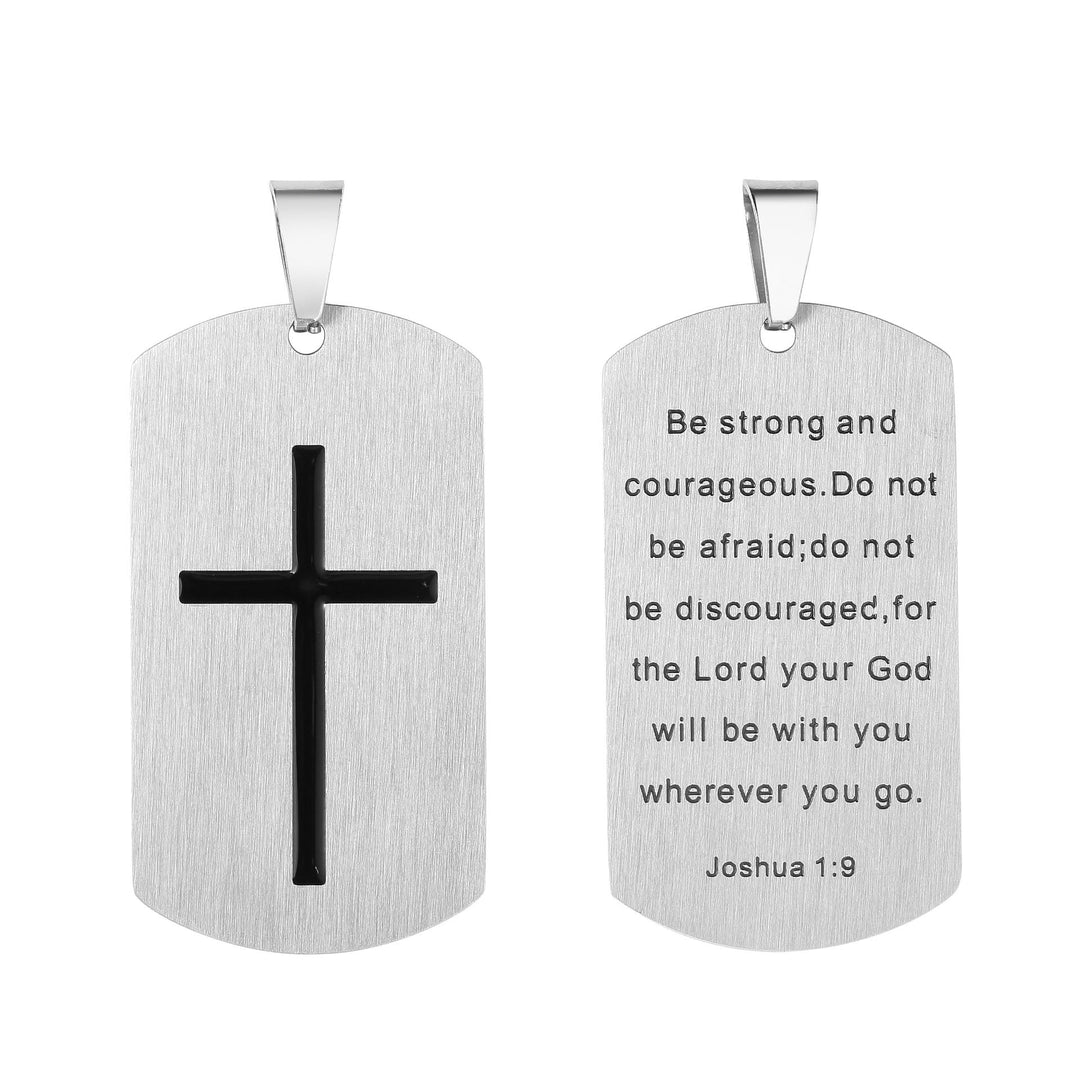 Christianartworkshop Edelstahlkreuz & Joshua 1:9 Doppelseitige Halskette für Mut - image 8