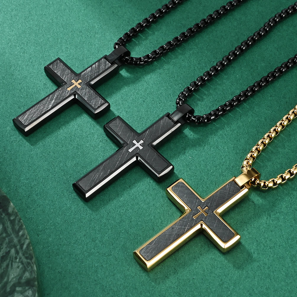 Christianartworkshop Multi-Style Zweifarbige Kreuzkette: Mischung aus Glauben und schicken Farbtönen - Golden - image 0