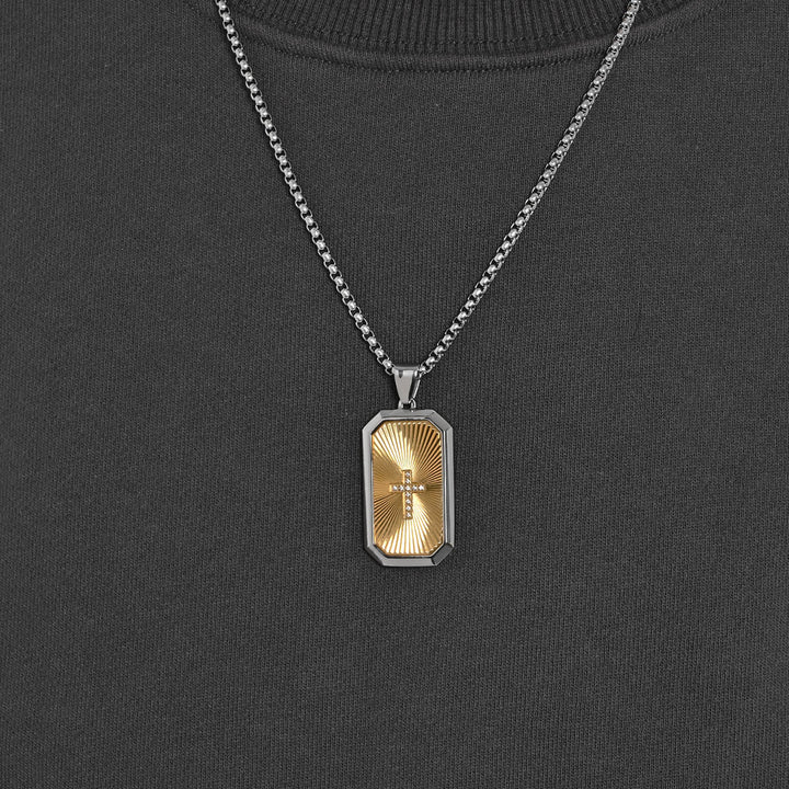 Christianartworkshop Stilvolle zweifarbige Kreuzkette: Vier vom Glauben inspirierte Designs - Goldener Anhänger & Silberkette - image 2