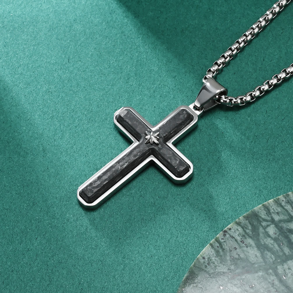 Christianartworkshop Zweifarbige Kreuzkette: Treue Eleganz in metallischen Stilen - Silber - image 3