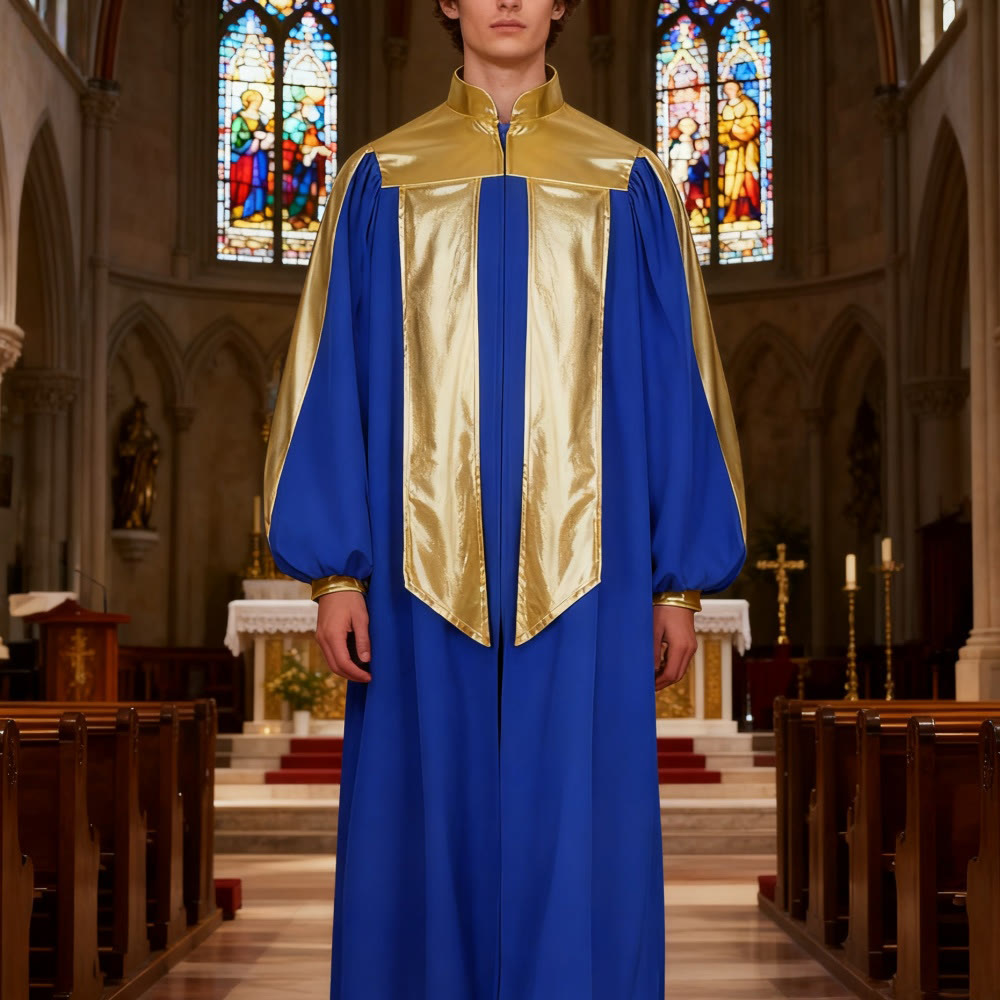 Christianartworkshop Goldverzierte Priesterrobe: 7 Farben für liturgische Eleganz - Blau - 2XL - image 0